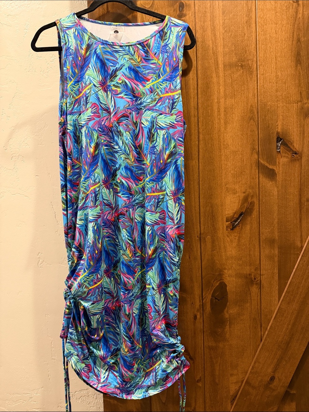 Constantly Varied Gear Multicolor Feather-Print Midi Dress